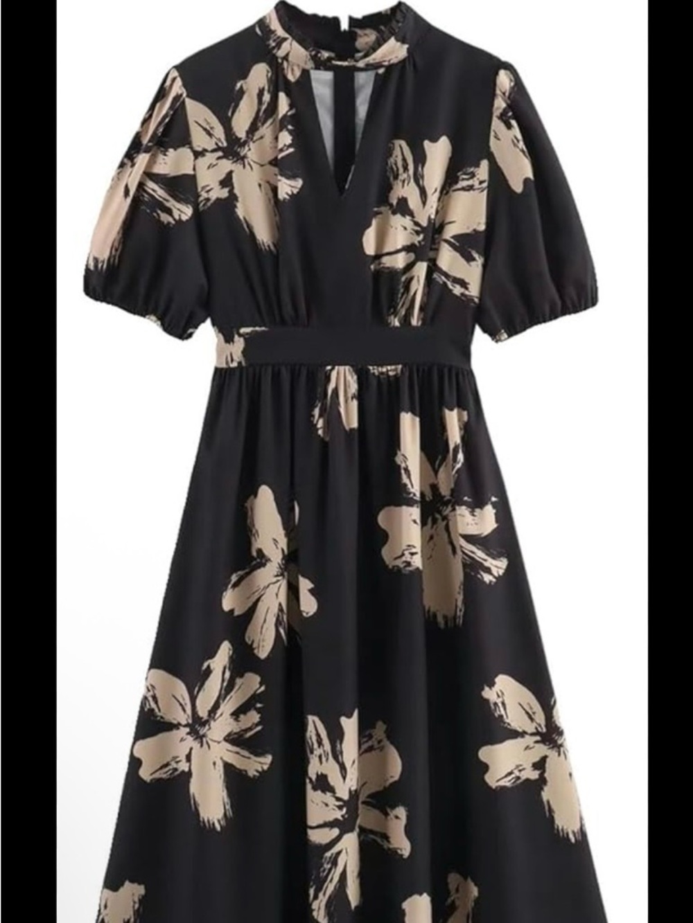 Sunday Up Black maxi dress with tan floral print.  Size small.